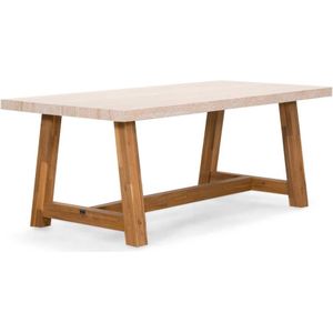 BUITEN living Veltis dining tuintafel | travertin + hardhout | 200cm