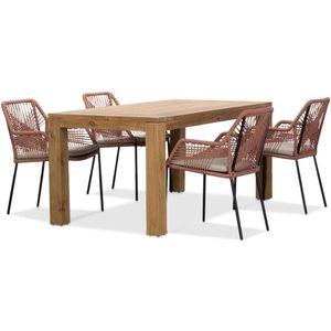 BUITEN living Victoria/Seville terra dining tuinset 5-delig | teakhout  touw | 180cm