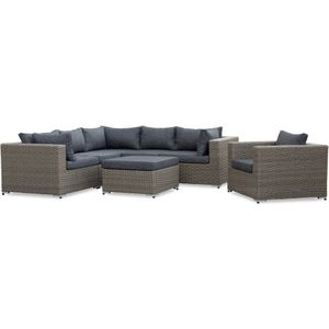 Denza Furniture Asker lounge hoekbank tuin incl. stoel | wicker | 240x240cm | Ash Grey