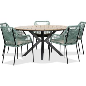 LUX outdoor living Cervo/Seville mint dining tuinset 6-delig | polywood  touw | 144cm