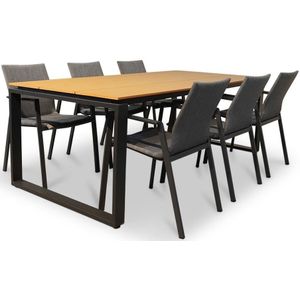 LUX outdoor living Helsinki Natural/Fardau negro dining tuinset 7-delig | polywood  textileen | 210cm