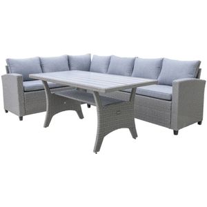 Denza Furniture Stockholm dining loungeset 3-delig | wicker | 245x169cm | grijs