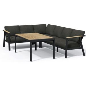 LUX outdoor living Gerona hoek loungeset 4-delig | aluminium  teakhout | 263x203cm | antraciet