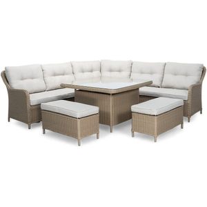Denza Furniture Arizona dining loungeset 6-delig | wicker  aluminium | 230x230cm | zand