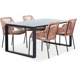 LUX outdoor living Helsinki Grey/Seville terra dining tuinset 5-delig | polywood  touw | 160cm
