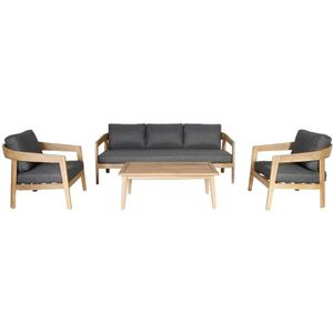 BUITEN living Santa Cruz stoel-bank loungeset 4-delig | hardhout | Light Teak Look