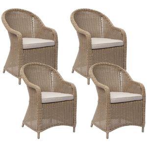 Denza Furniture Toulouse dining tuinstoel set van 4 | wicker | Royal Sand