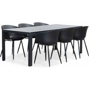 LUX outdoor living Manchester/Rikki zwart dining tuinset 7-delig | aluminium  kunststof | 205cm