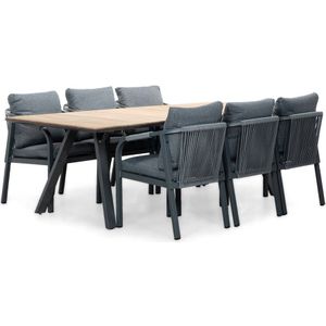 LUX outdoor living Nevada/Calgary antraciet dining tuinset 7-delig | teakhout  touw | 238cm
