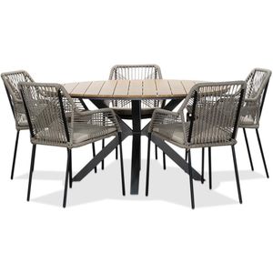 LUX outdoor living Cervo/Seville zand dining tuinset 6-delig | polywood  touw | 144cm