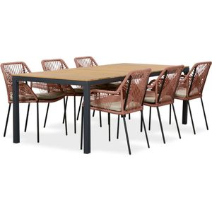 LUX outdoor living Delta/Seville terra dining tuinset | 6 personen | teakhout + aluminium | 220cm