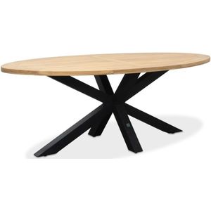 LUX outdoor living Cleve dining tuintafel | teakhout  staal | Teak | ovaal | 200cm