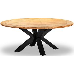LUX outdoor living Cleve dining tuintafel | teakhout  staal | Teak | ovaal | 200cm