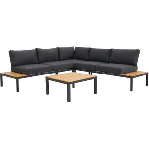 LUX outdoor living Brest lounge hoekbank tuin 5 personen | aluminium | antraciet | 4-delig - 229x229cm
