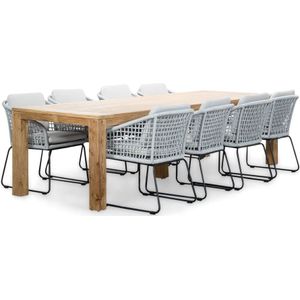 BUITEN living Victoria/Tulum Mouse Grey dining tuinset 9-delig | teakhout  touw | 300cm