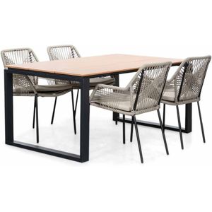 LUX outdoor living Helsinki Natural/Seville zand dining tuinset 5-delig | polywood  touw | 160cm