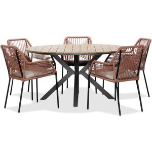 LUX outdoor living Cervo/Seville terra dining tuinset 6-delig | polywood  touw | 144cm