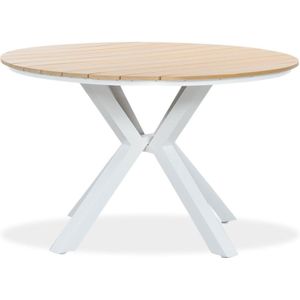 LUX outdoor living Calgary dining tuintafel | aluminium  polywood | Natural Wood | 120cm rond