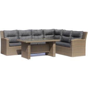 Denza Furniture Merano dining loungeset 5-delig | wicker  aluminium | 318x240cm | Ash Grey