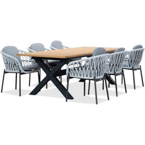 LUX outdoor living Lucan/Arizona wit dining tuinset 7-delig | teakhout  touw | 240cm
