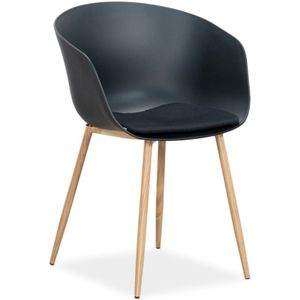 LUX outdoor living Rikki dining tuinstoel | kunststof | zwart + houtlook