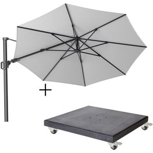 Platinum Challenger T² zweefparasol Ø350cm rond wit  Premium Modena parasolvoet 90kg