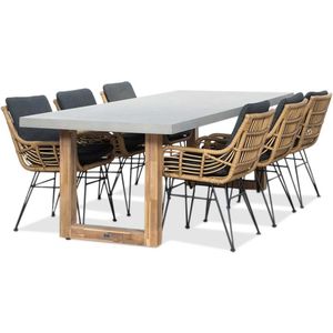 BUITEN living Lausanne/Carlos Antraciet dining tuinset 7-delig | betonlook  wicker | 250cm