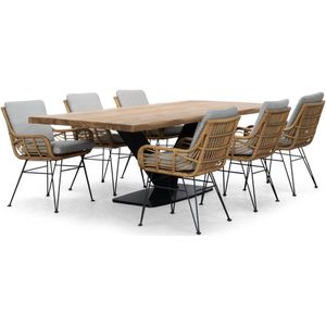 Lesli Living Albero/Carlos taupe dining tuinset 7-delig | teakhout + wicker | 240cm