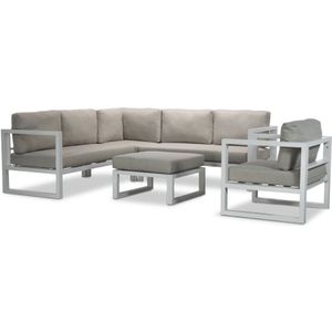 LUX outdoor living Cordoba hoek loungeset incl. stoel 5-delig | aluminium | 228x228cm | wit