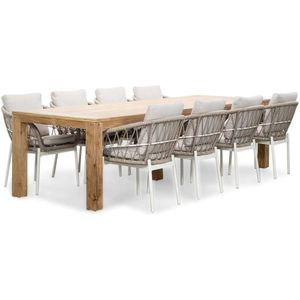 BUITEN living Victoria/Dakota bruin dining tuinset 9-delig | teakhout  touw | 300cm