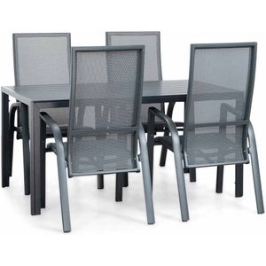 LUX outdoor living Manchester/Mojito Negro dining tuinset 5-delig | aluminium  textileen | 150cm