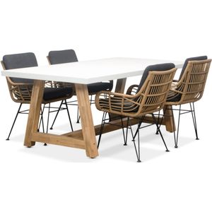BUITEN living Monaco/Carlos dining tuinset | 4 personen | wit marmer | 200cm
