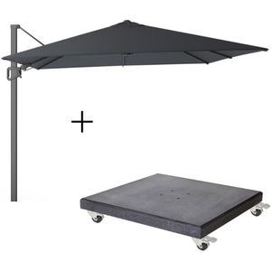 LUX outdoor living Milano zweefparasol 300x300cm antraciet  Premium Modena parasolvoet 90kg