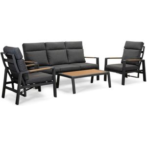 LUX outdoor living Manhattan stoel-bank loungeset - verstelbaar 4 personen | aluminium + polywood | antraciet | 4-delig