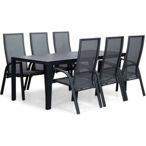 LUX outdoor living Manchester/Mojito Negro dining tuinset 7-delig | aluminium  textileen | 205cm