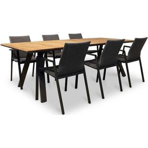 LUX outdoor living Nevada/Fardau negro dining tuinset 7-delig | teakhout  textileen | 238cm