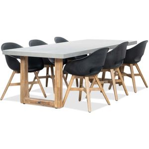 BUITEN living Lausanne/Karlstad zwart dining tuinset 7-delig | betonlook  kunststof | 250cm