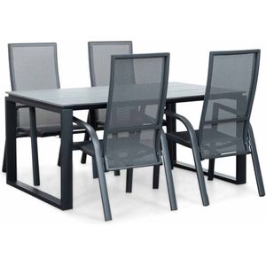 LUX outdoor living Helsinki Grey/Mojito Negro dining tuinset 5-delig | polywood  textileen | 160cm