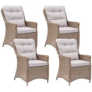 Denza Furniture Madrid dining tuinstoel set van 4 | wicker | Royal Sand