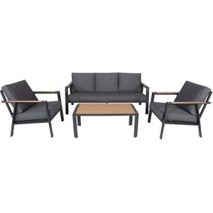 LUX outdoor living Austin stoel-bank loungeset 4-delig | aluminium | antraciet