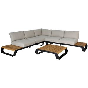 LUX outdoor living Palm Springs lounge hoekbank tuin 4-delig | aluminium  hardhout | 267x267cm | taupe  Light Teaklook