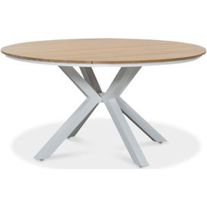 LUX - Calgary - Tuintafel - Rond - Ø144cm - Polywood + Aluminium - Natural Wood