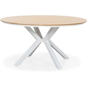 LUX outdoor living Calgary dining tuintafel | aluminium  polywood | Natural Wood | 144cm rond