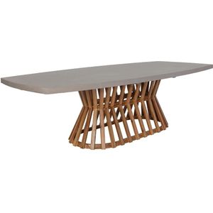 BUITEN living Stavanger dining tuintafel | betonlook  hardhout | Light Teak | 260cm