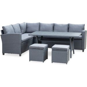 Denza - Stockholm - Loungeset - Zwart - Wicker - 5-delig - 245x169cm