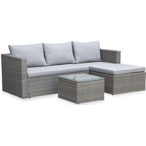 Denza Furniture Bermuda lounge hoekbank tuin 3-delig | wicker | 200x130cm | zand