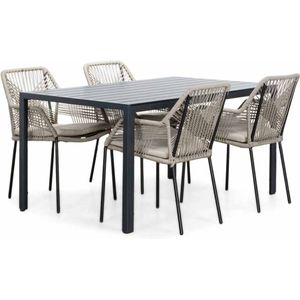 LUX outdoor living Manchester/Seville zand dining tuinset 5-delig | aluminium  touw | 150cm