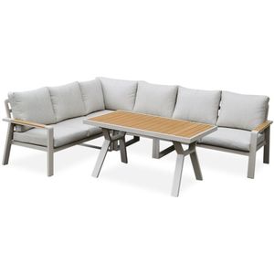 LUX outdoor living Lola dining loungeset 6 personen | aluminium + polywood | beige | 3-delig - 288x220cm