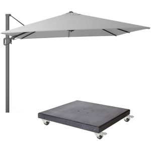 LUX outdoor living Milano T² zweefparasol 300x300cm light grey (lichtgrijs)  Premium Modena parasolvoet 90kg