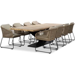 Lesli Living Albero/Tulum Sahara Dust dining tuinset 9-delig | teakhout  touw | 300cm